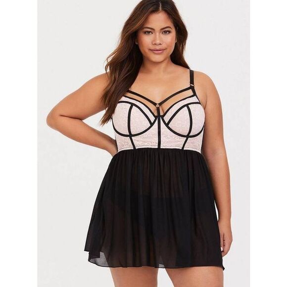 torrid Other - Torrid Strappy Mesh Babydoll with Piping at Cup